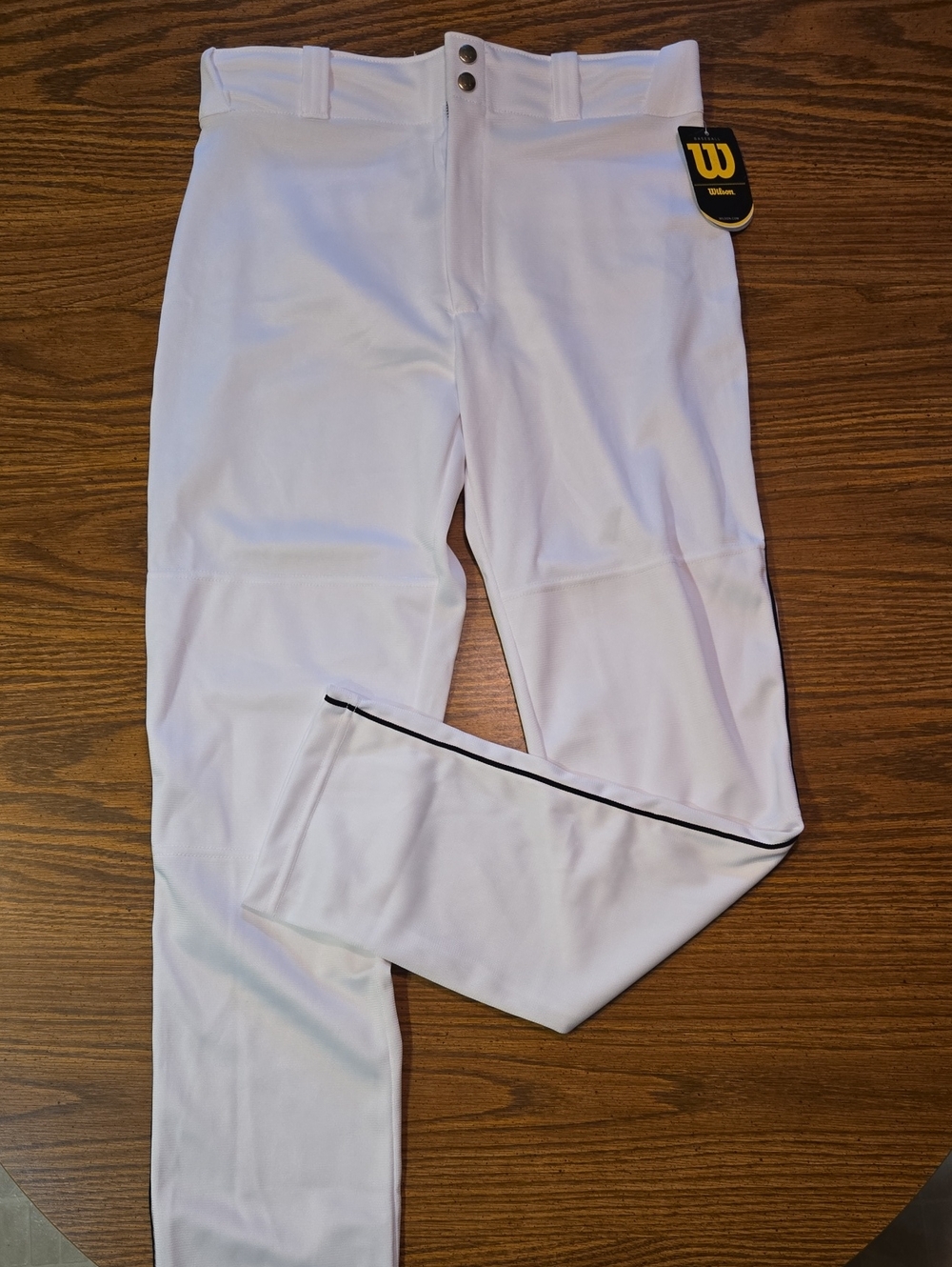 Wilson White Mens Baseball Sweatpants with Black Piping